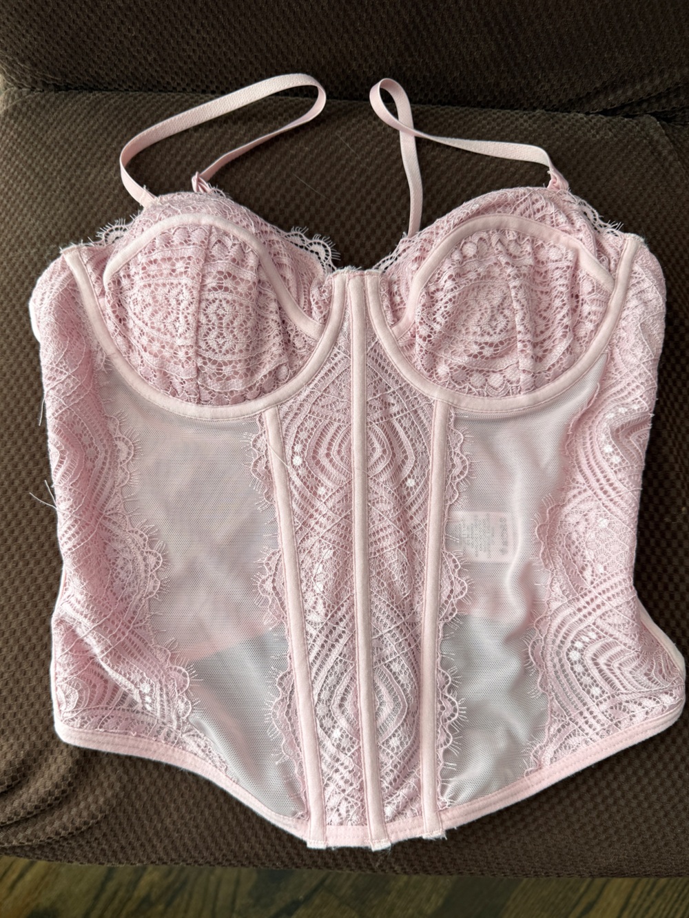 Delicate Pink Lace Bustier Top